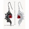 Boucles D'Oreilles Pendantes en Forme de Cœur Motif Ailes en Cristal Fantaisie et Strass Scintillants - multicolor A 