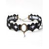 Collier Ras-de-Cou en Dentelle avec Pendentif en Blocs de Couleurs Style Punk - Blanc 