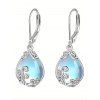 Boucles D'Oreilles Pendantes Tendances en Forme de Goutte D'Eau Motif Bois Brillant Tricotée en Cristal Bleu - Argent 