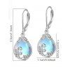 Boucles D'Oreilles Pendantes Tendances en Forme de Goutte D'Eau Motif Bois Brillant Tricotée en Cristal Bleu - Argent 