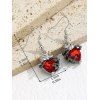 Boucles D'Oreilles Pendantes en Forme de Squelette Cœur en Cristal Fantaisie Style Punk - Rouge 