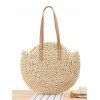 Sac de Plage Tressé Evidé Zippé en Couleur Unie - café lumière 