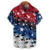 Chemise Drapeau Américain Motif de Etoile Boutonnée à Manches Roulées pour Homme - multicolor XL