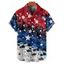 Chemise Drapeau Américain Motif de Etoile Boutonnée à Manches Roulées pour Homme - multicolor L