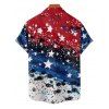 Chemise Drapeau Américain Motif de Etoile Boutonnée à Manches Roulées pour Homme - multicolor XL