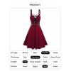 Robe Ligne A à Bretelle Anneau en D sans Manches à Lacets à Taille Haute - Rouge foncé M