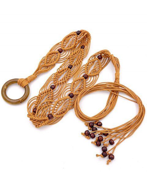 Ceinture Elégante Style Ethnique Tressée Perle en O à Frange