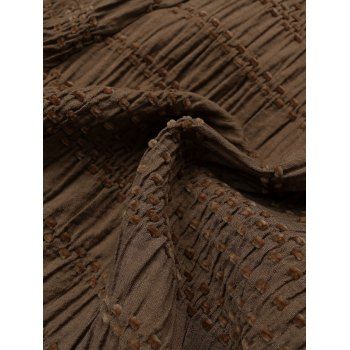 Textured Solid Color Wide Leg Pants Ruffle Waist Drawstrings Bowknot Retro Long Pants