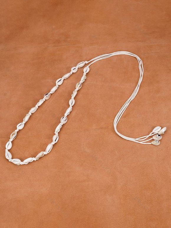 Ceinture de Plage Feuille Coquille avec Nœud Papillon Antidérapant à Frange Style Bohémien - Blanc 