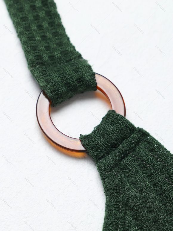 Débardeur Long Texturé Croisé en Couleur Unie à Volants Deux Pièces - Vert profond XL | US 12