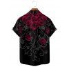 Chemise Décontractée Rose et Gentilhomme Imprimés à Manches Courtes - Noir S