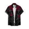 Chemise Décontractée Rose et Gentilhomme Imprimés à Manches Courtes - Noir S