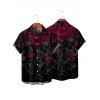 Chemise Décontractée Rose et Gentilhomme Imprimés à Manches Courtes - Noir S