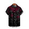 Chemise Décontractée Rose et Gentilhomme Imprimés à Manches Courtes - Noir XL