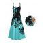 Contrast Color Floral Pattern Vacation Dress Spaghetti Strap Pocket A Line Long Dress - LIGHT GREEN XL | US 12