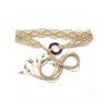 Ethnic Style Braided Bead Hollow Out Tassel O Ring Trendy Waist Belt - CRYSTAL CREAM 
