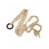 Ethnic Style Braided Bead Hollow Out Tassel O Ring Trendy Waist Belt - CRYSTAL CREAM 
