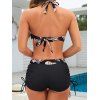 Maillot de Bain Bikini Rembourré Fleuri Imprimé à Col Plongeant Deux Pièces - Noir XL | US 10