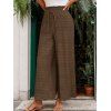 Pantalon Rétro Long Jambe Large en Couleur Unie à Volants avec Nœud Papillon - Café profond XL | US 10