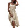Robe Mi-Longue Décontractée Ligne A à Bretelle Fine en Couleur Unie à Taille Haute - Beige S | US 4