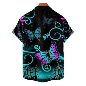 Gothic Couple Outfit Butterfly Leaf Printed Half Zipper Lace Up Adjustable Strap Mini Dress and Roll Up Sleeve Shirt Casual Matching Outfit