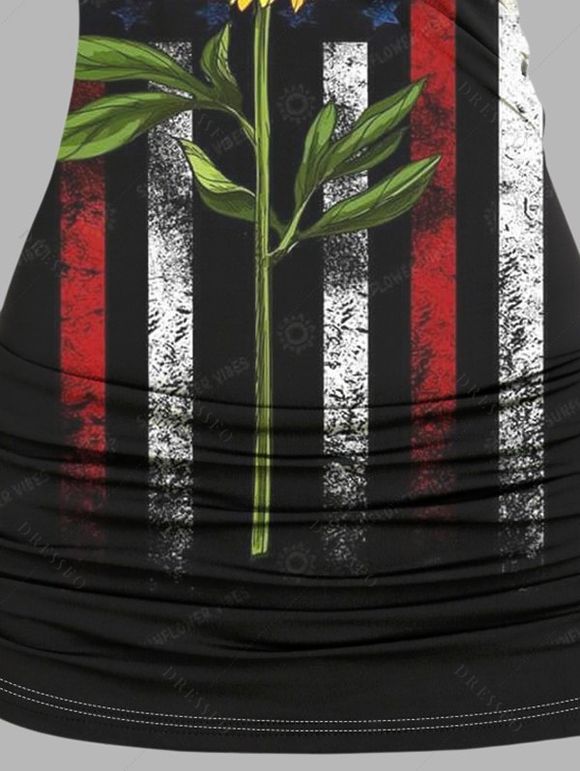 Débardeur Long Superposé Papillon Etoile Imprimée en Dentelle - Noir XXL | US 14