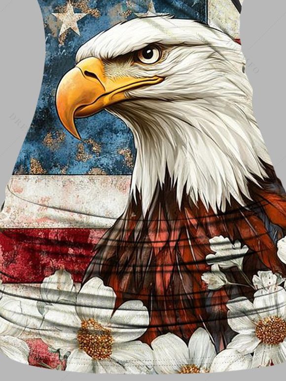 Débardeur Cache-Coeur Long en Dentelle Imprimé Aigle Floral - multicolor XL | US 12