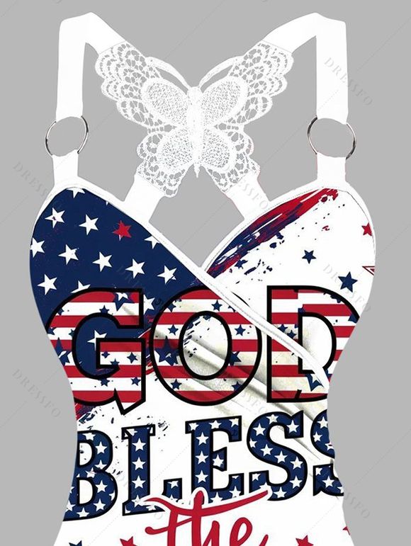 Débardeur Long Superposé Papillon Motif de Lettre D'Etoile à Lacets - Rouge XXL | US 14