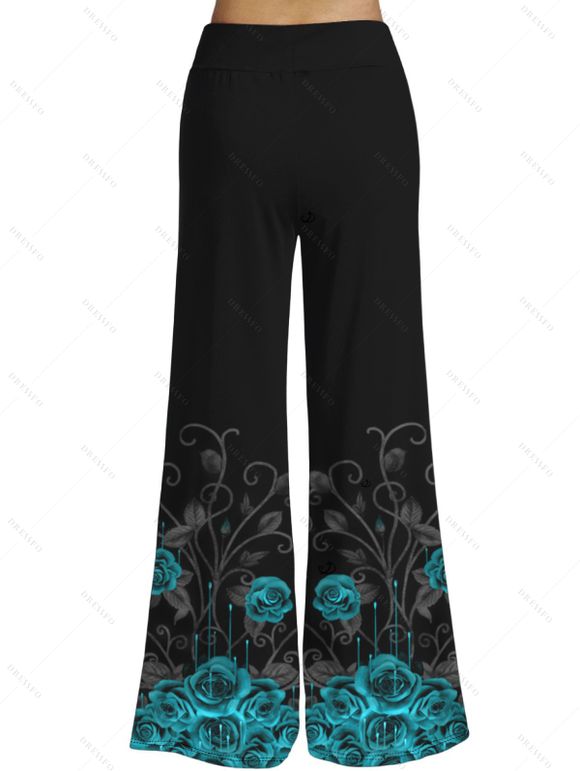 Pantalon Long Décontracté à Imprimé Rose à Taille Haute - Vert clair XXL | US 14