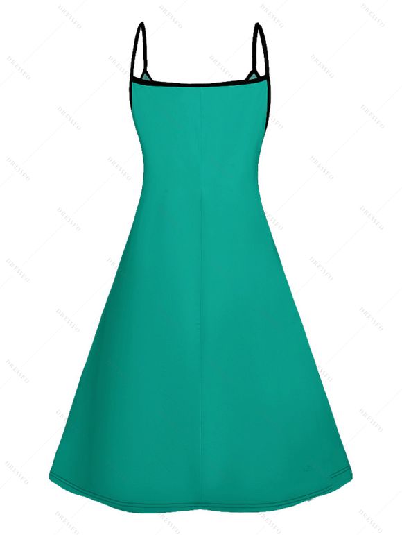 Mini Robe Hawaïen Ligne A Palmier Imprimé à Bretelle Fine - Vert XXXL | US 16