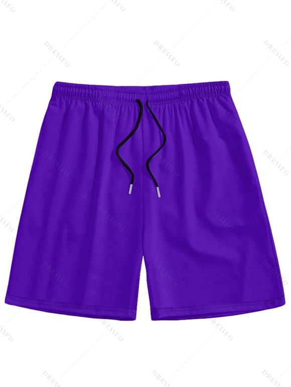 Short de Plage à Taille Elastique en Couleur Unie avec Cordon de Serrage pour Hommes - Concorde 5XL