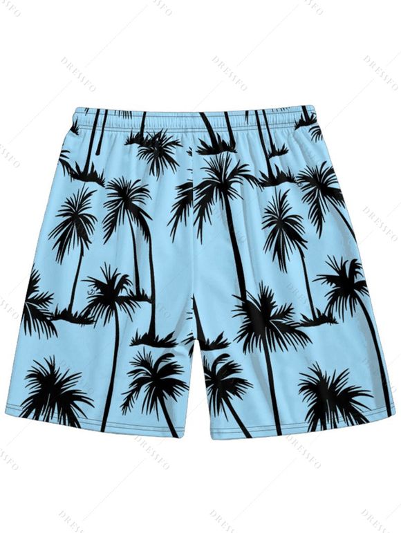 Short de Plage de Vacances Imprimé Palmier pour Homme - Bleu clair M