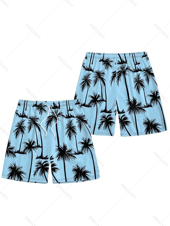 Short de Plage de Vacances Imprimé Palmier pour Homme - Bleu clair M