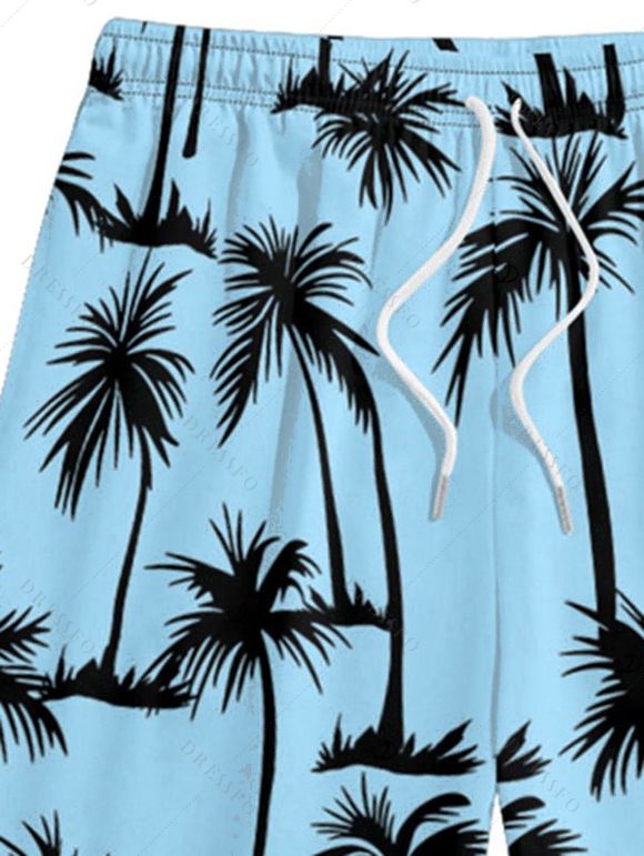 Short de Plage de Vacances Imprimé Palmier pour Homme - Bleu clair M