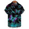 Gothic Couple Outfit Butterfly Leaf Printed Half Zipper Lace Up Adjustable Strap Mini Dress and Roll Up Sleeve Shirt Casual Matching Outfit - multicolor S | US 4