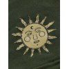 Vacation Outfit Retro Sun Pattern Beaded Halter Tank Top and Celestic Sun Moon Print Bowknot Drawstrings A Line Midi Skirt Matching Outfit - DEEP GREEN S | US 4