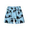 Vacation Style Palm Tree Printed Strapless Dress with Mens Short Sleeve Shirt and Mens Beach Pants Three Piece Set - Bleu clair S | US 4