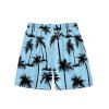 Vacation Style Palm Tree Printed Strapless Dress with Mens Short Sleeve Shirt and Mens Beach Pants Three Piece Set - Bleu clair S | US 4