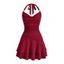 Mini Robe de Soirée Ligne A Drapée en Couleur Unie à Col Halter - Rouge XL | US 12