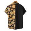 Chemise de Vacances Vintage Motif Fleuri en Couleur Contrastée Boutonnée à Manches Roulées - multicolor 4XL