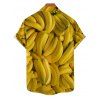 Chemise de Vacances Décontractée Boutonnée Motif de Banane à Manches Roulées pour Homme - Jaune XL