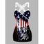 Débardeur Long Superposé Papillon Statue de la Liberté et Drapeau Américain Imprimés - Noir XXL | US 14