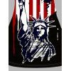 Débardeur Long Superposé Papillon Statue de la Liberté et Drapeau Américain Imprimés - Noir XXL | US 14