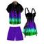 Music Festival Couple Outfit Colorful Flame Pattern O-Ring Half Zipper Lace Up Dress and Roll Up Sleeve Solid Color Drawstring Shorts Matching Outfit - Noir S | US 4