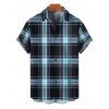Vintage Couple Outfit Plaid Plaid Print Lace Up O Ring Half Zipper Buckle Strap Dress and Roll Up Sleeve Solid Color Shorts Vacation Matching Outfit - Bleu clair S | US 4