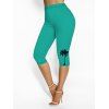 Legging Capri Hawaïen Elastique Motif de Cocotier à Taille Haute - Vert profond XXL | US 14