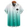 Chemise de Vacances Boutonnée Palmier Ombré Imprimé à Manches Courtes - Vert 5XL