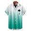 Chemise de Vacances Boutonnée Palmier Ombré Imprimé à Manches Courtes - Vert 4XL