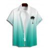 Chemise de Vacances Boutonnée Palmier Ombré Imprimé à Manches Courtes - Vert 4XL