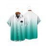 Chemise de Vacances Boutonnée Palmier Ombré Imprimé à Manches Courtes - Vert XL